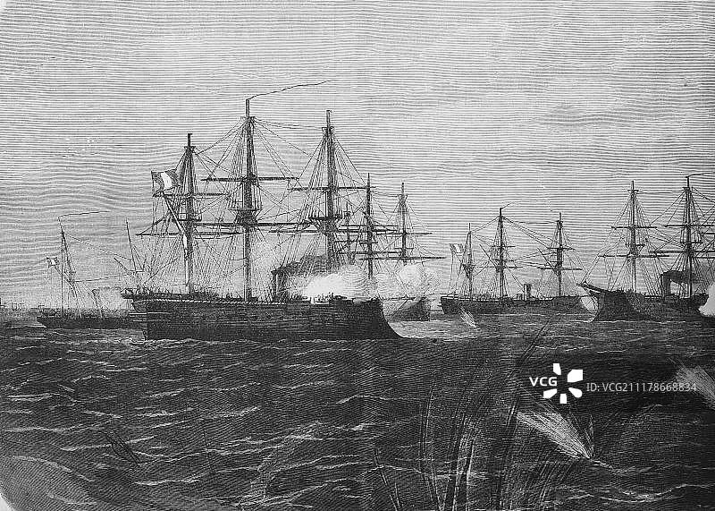 1870年12月德国希登塞岛波罗的海战役历史插图图片素材