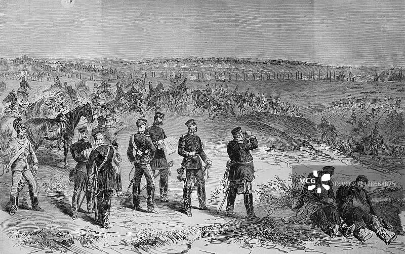 1870年8月18日撒克逊人在圣玛丽奥谢讷附近发动袭击，历史插图，1870年至1871年的战争编年史，德国对法国的战役图片素材