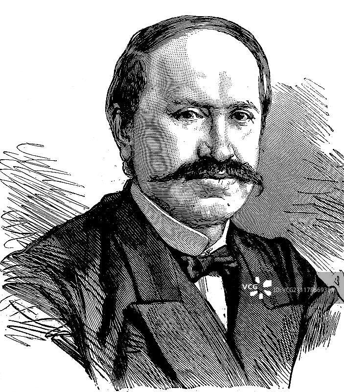 尼古拉·帕夫洛维奇·伊格纳季耶夫将军（1832-1908年），俄国大使兼外交官，历史插图，1877年图片素材