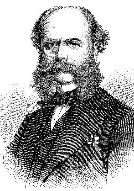 Hermann von Nostiz Wallwitz,1825 - 1906,政治家,萨克森内政部长,1877年历史插图图片素材