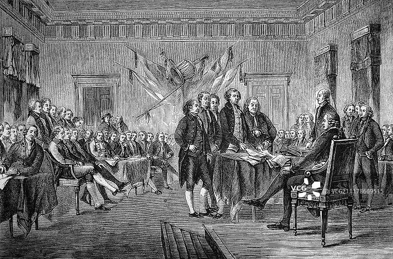 1776年美国独立宣言签署历史插画图片素材