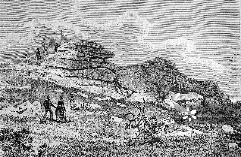 德国哈尔茨布罗肯山女巫祭坛历史插画图片素材