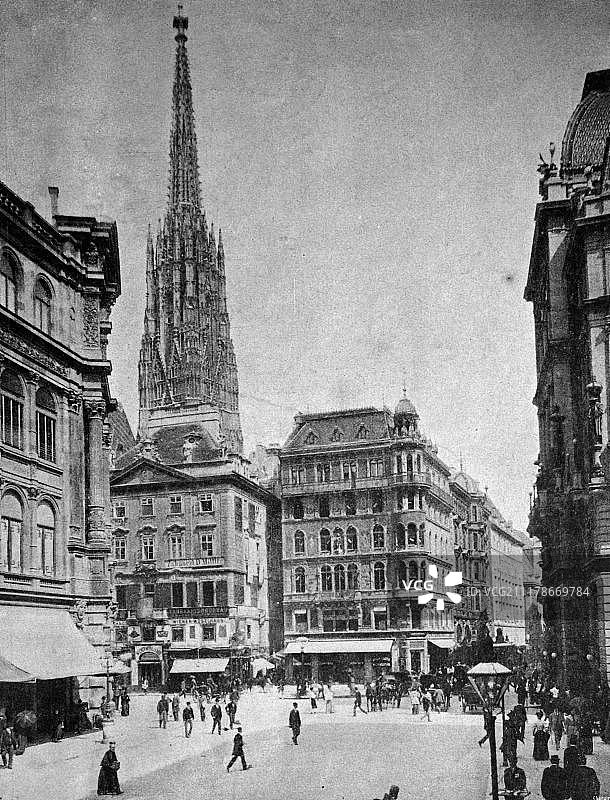 维也纳施特凡广场历史照片图片素材