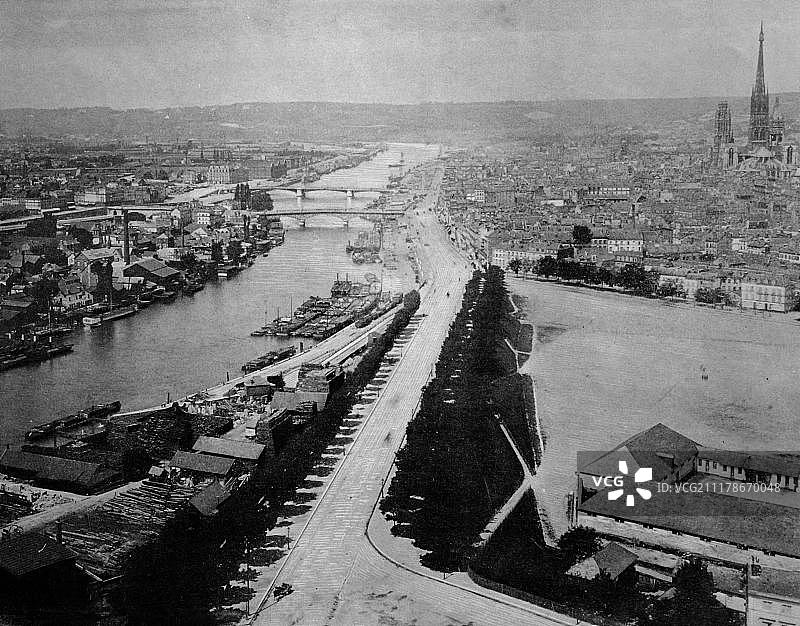 法国滨海塞纳河鲁昂的早期照片，1884年，欧洲图片素材