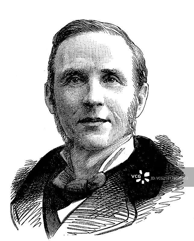 约翰·莫利，英国政治家，历史图像，1883年图片素材