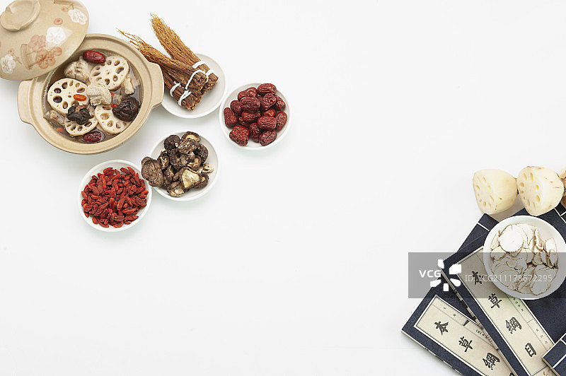 药膳食补莲藕排骨汤中药图片素材