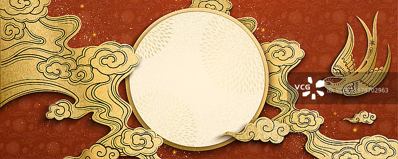 祥云与家燕中国新年横幅设计图片素材