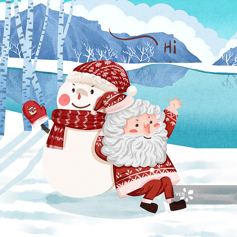 小清新可爱圣诞老人系列图片素材
