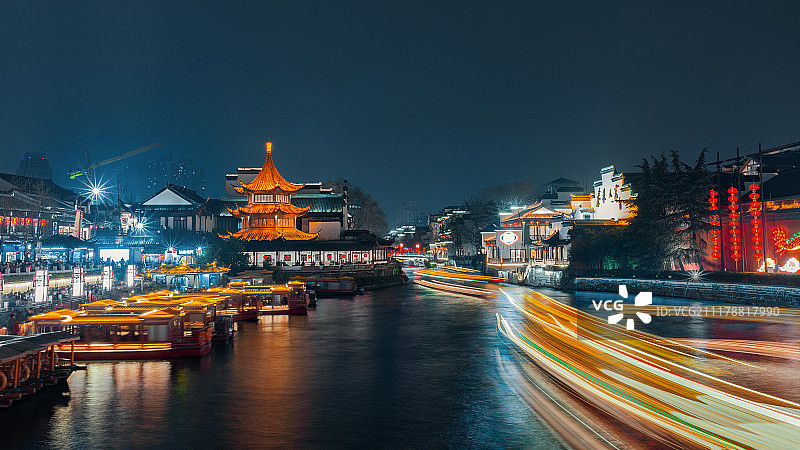 南京秦淮河夜景图片素材