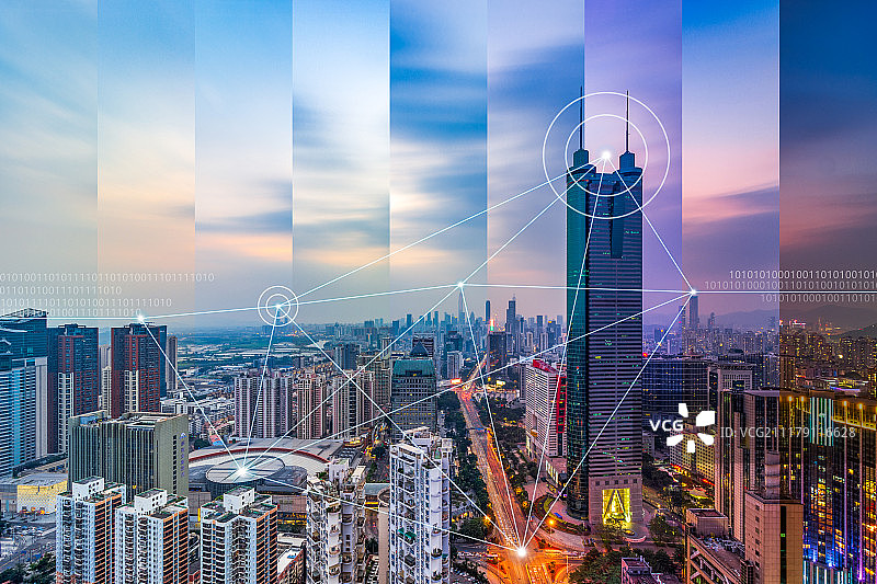 深圳城市风光和大数据概念图片素材