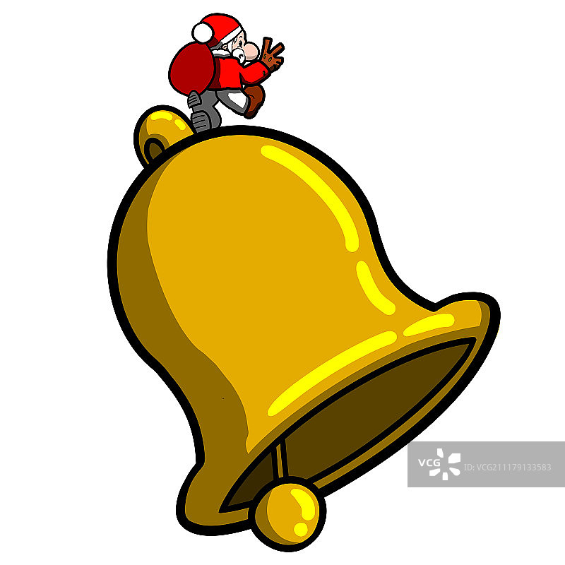 卡通圣诞老人与铃铛图片素材