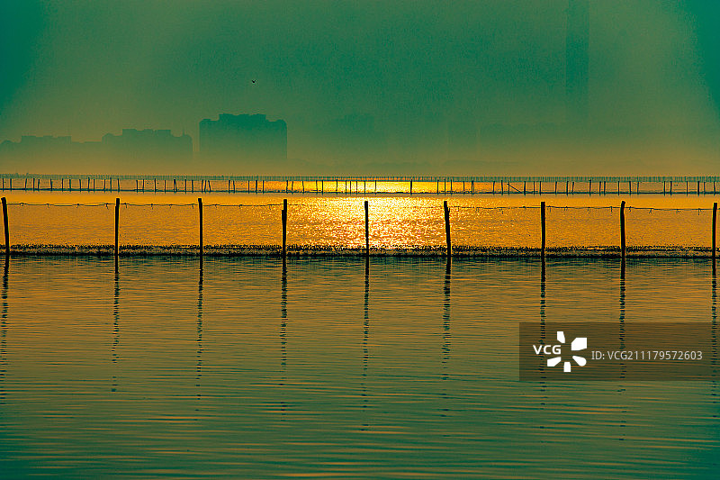 淀山湖日落图片素材
