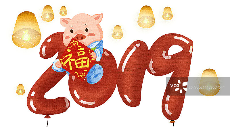 2019新年猪年图标设计图片素材