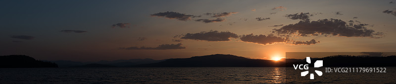 普里斯特湖日落全景图图片素材