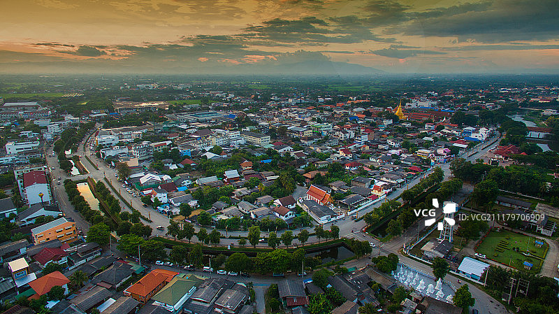 泰国北部南奔市鸟瞰图图片素材