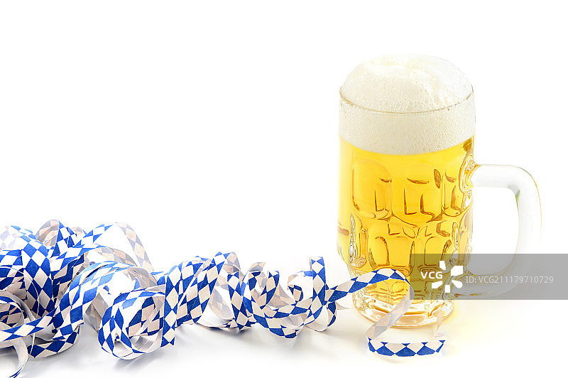 带有巴伐利亚旗帜纹理的慕尼黑啤酒节啤酒派对彩带图片素材