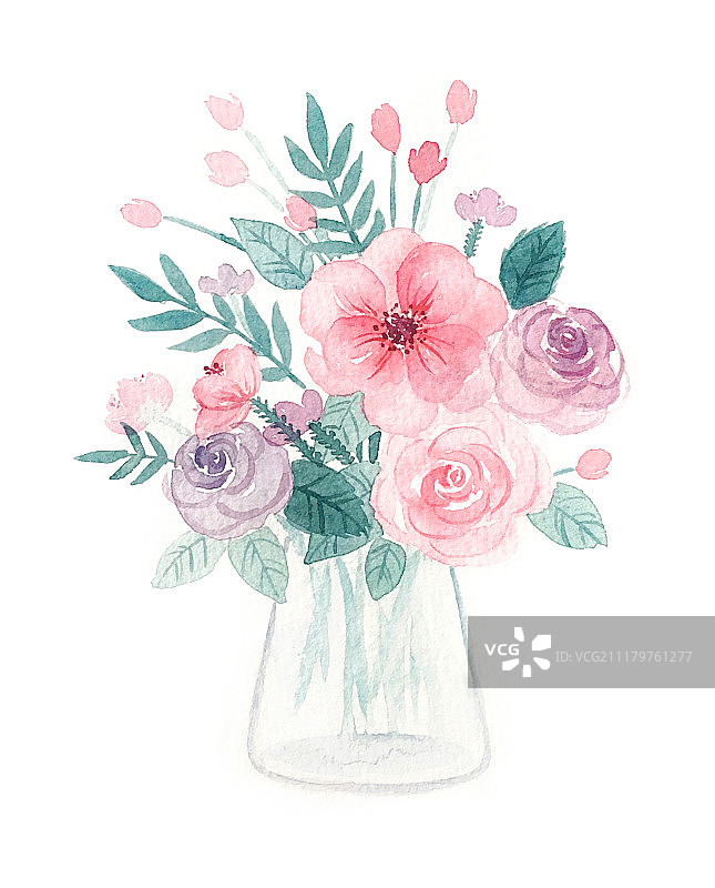 水彩花瓶插画图片素材