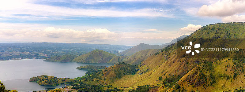 印尼多巴湖美丽全景图片素材
