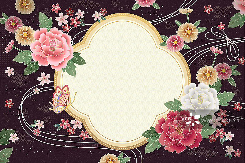 紫红色背景上的花朵装饰图片素材