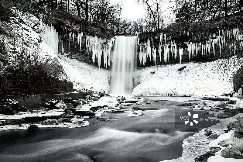 冬季的米尼哈哈瀑布图片素材