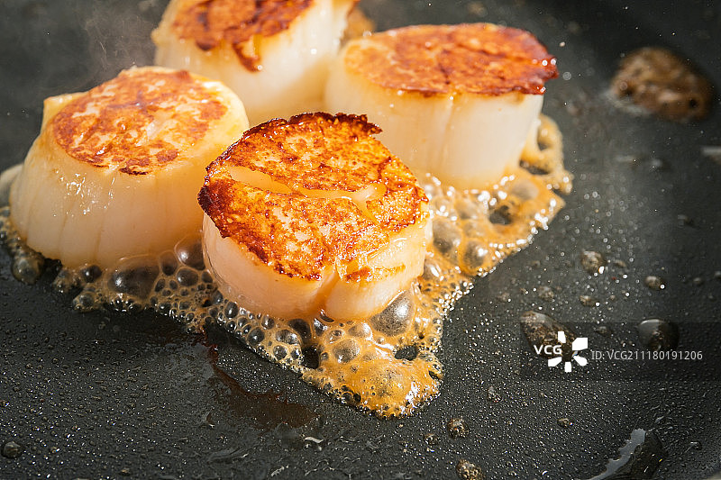 煎干贝图片素材