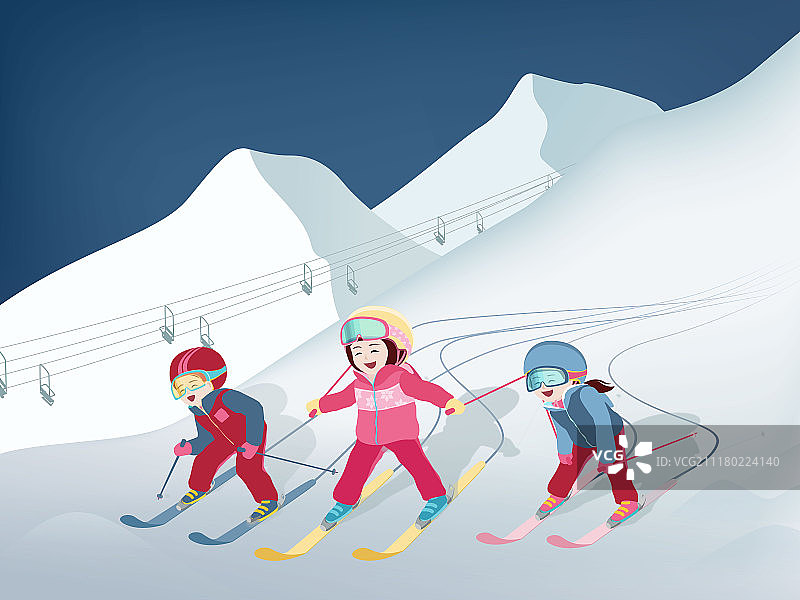 冬季儿童滑雪图片素材