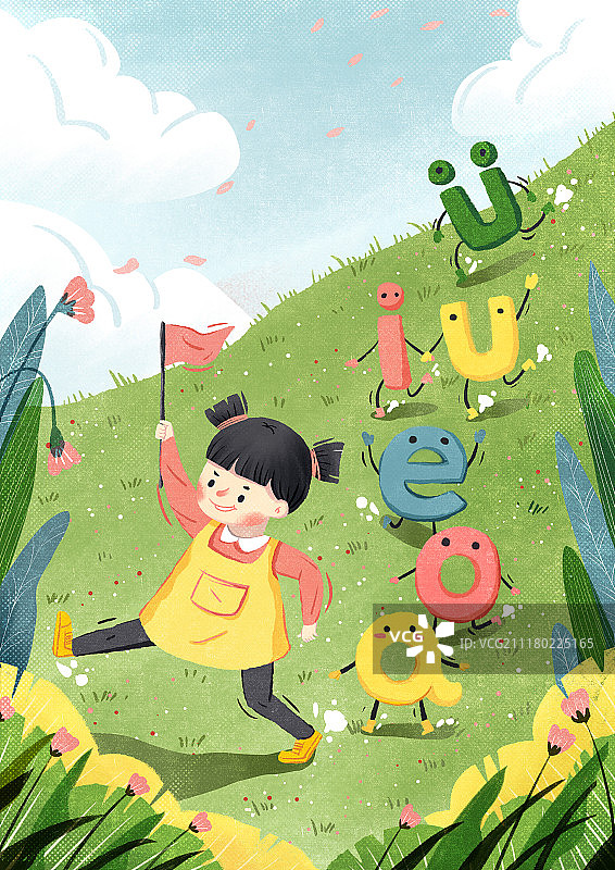 小朋友学拼音 儿童插画图片素材