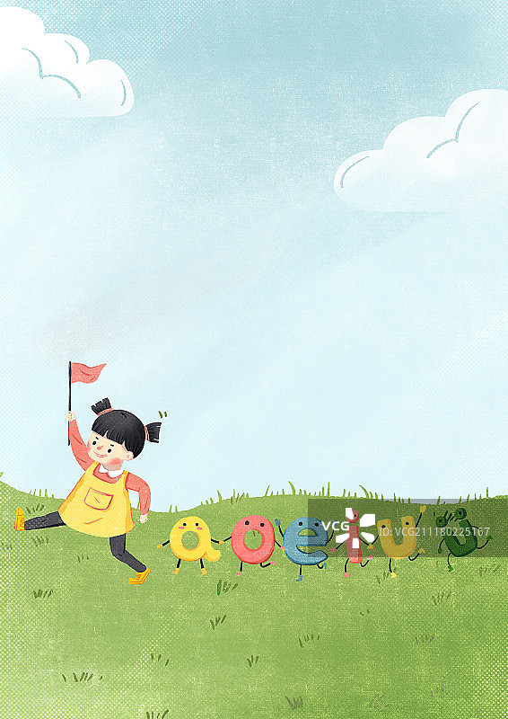 小朋友学拼音 儿童插画图片素材