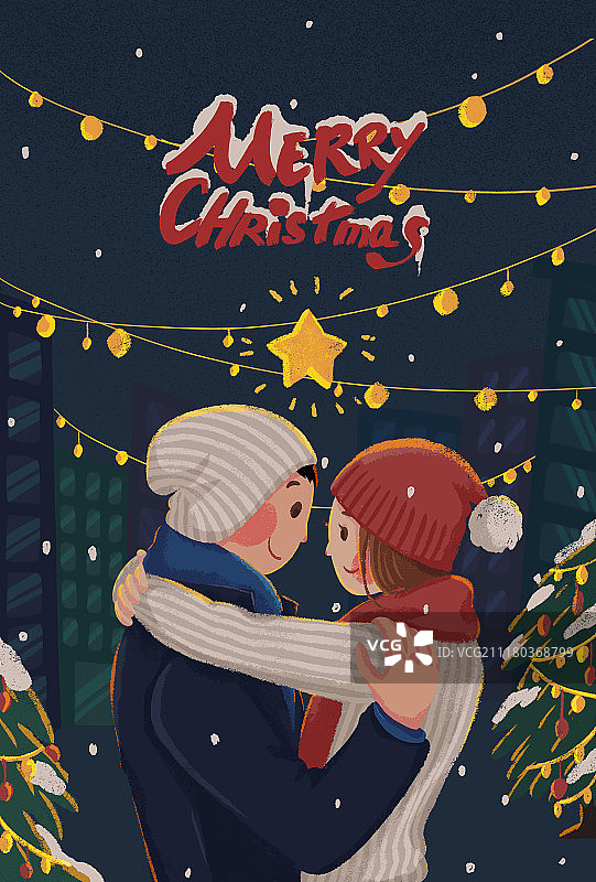 圣诞节情侣室外有字图片素材