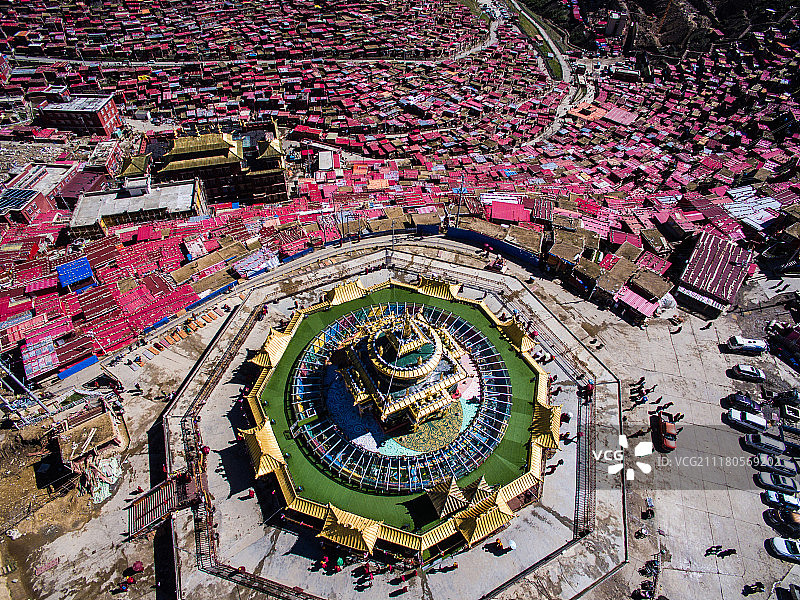 四川省甘孜州色达佛学院航拍图片素材