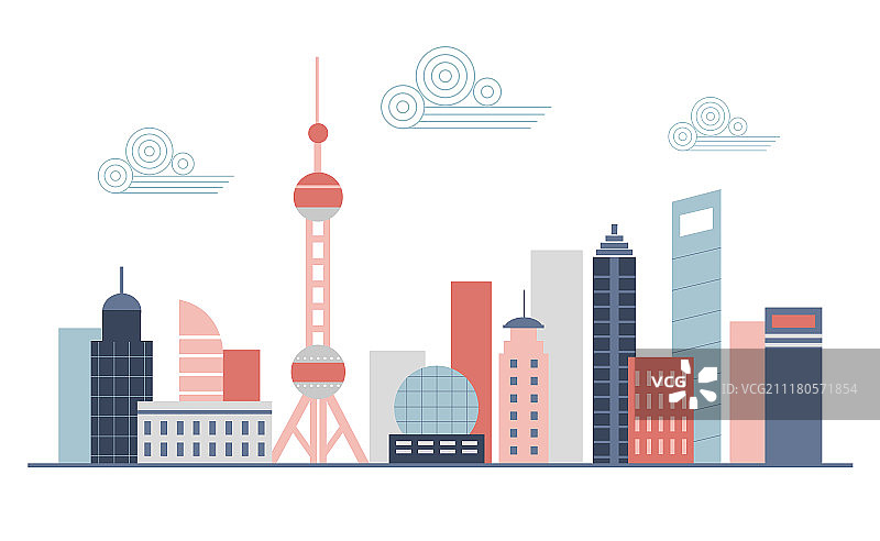 上海地标插画图片素材