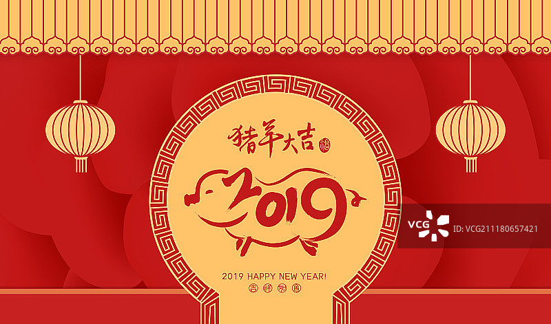 2019中国猪年春节海报图片素材