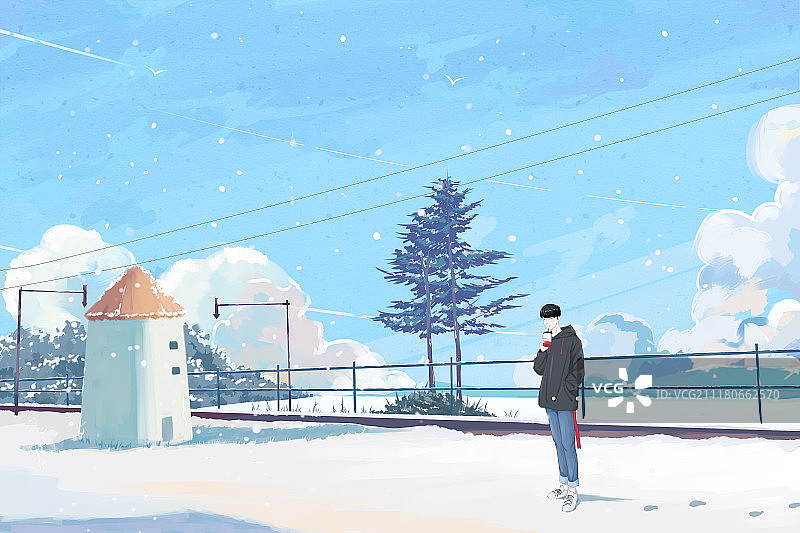 雪中缆车图片素材