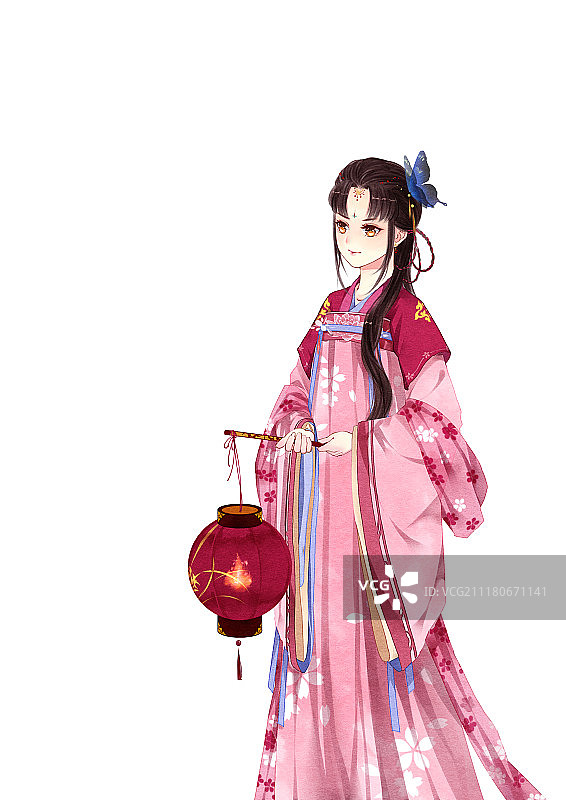 提灯的古风美女图片素材