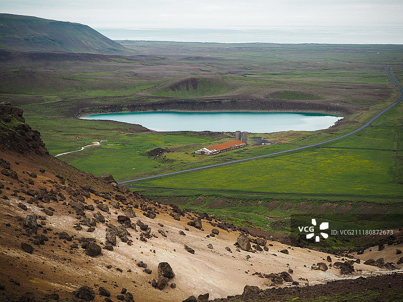 冰岛的火山口湖图片素材