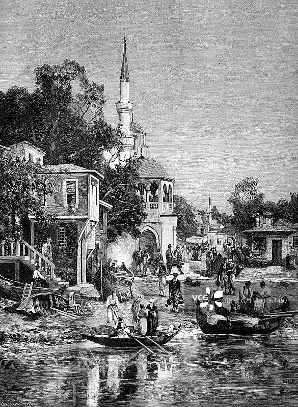 斯库台港口（今阿尔巴尼亚斯库台）历史插图图片素材