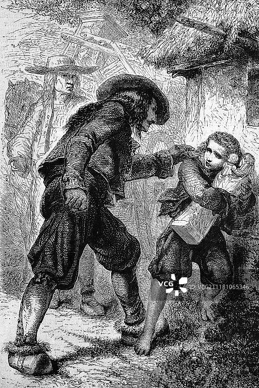 关于神圣雕像的争端，1888年历史木刻版画图片素材