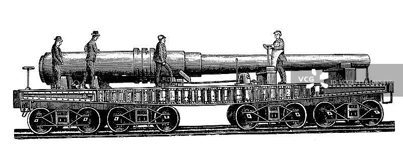 1880年左右的炮架木刻版画图片素材