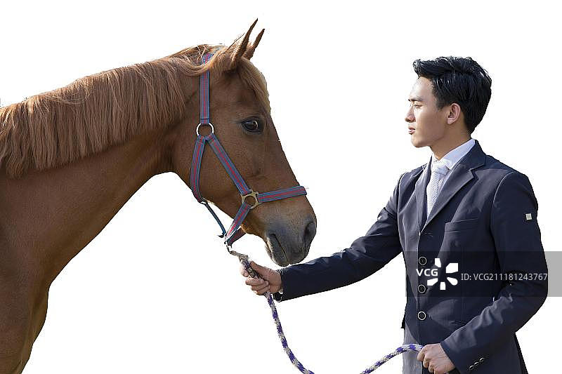 青年男人和马图片素材