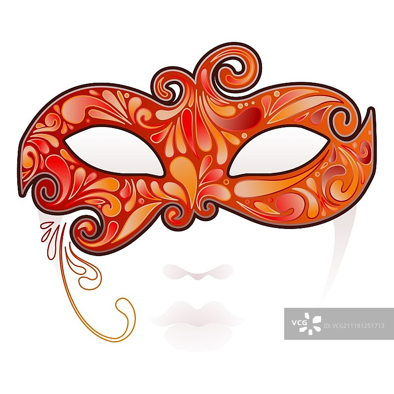 带有精致面部特征的花卉面具图片素材