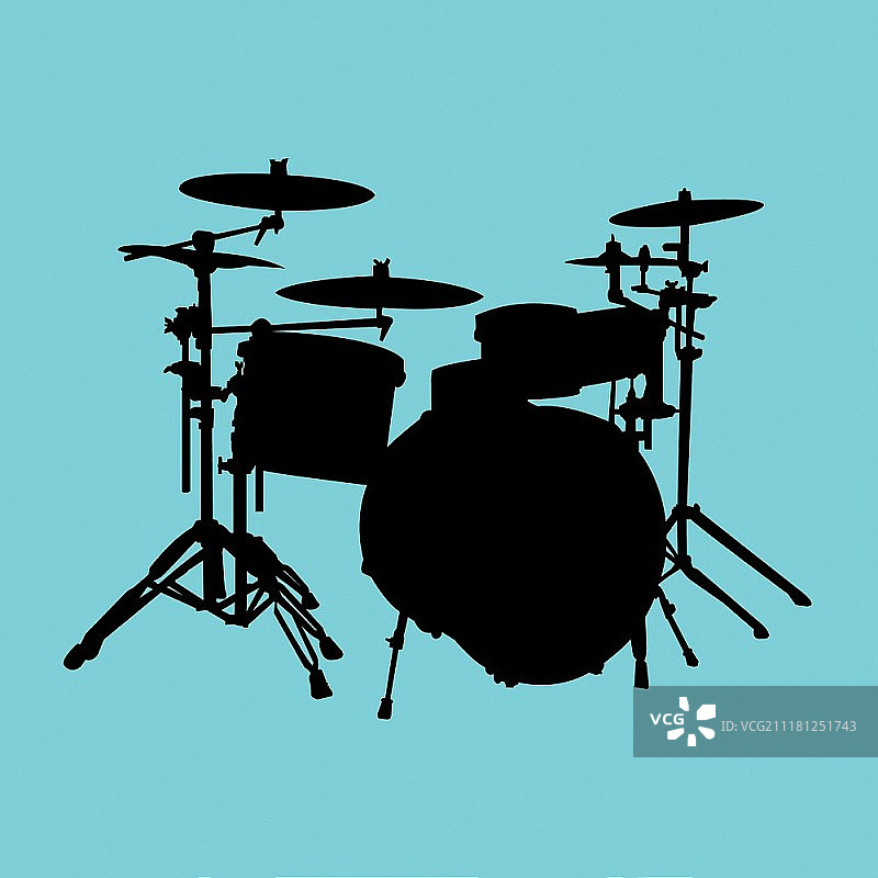 孤立的鼓组剪影图片素材