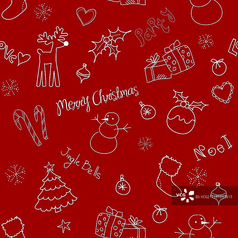 圣诞节涂鸦无缝图案图片素材
