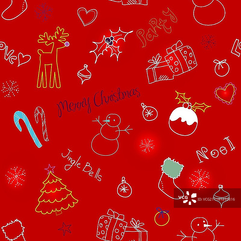 圣诞节涂鸦无缝图案图片素材