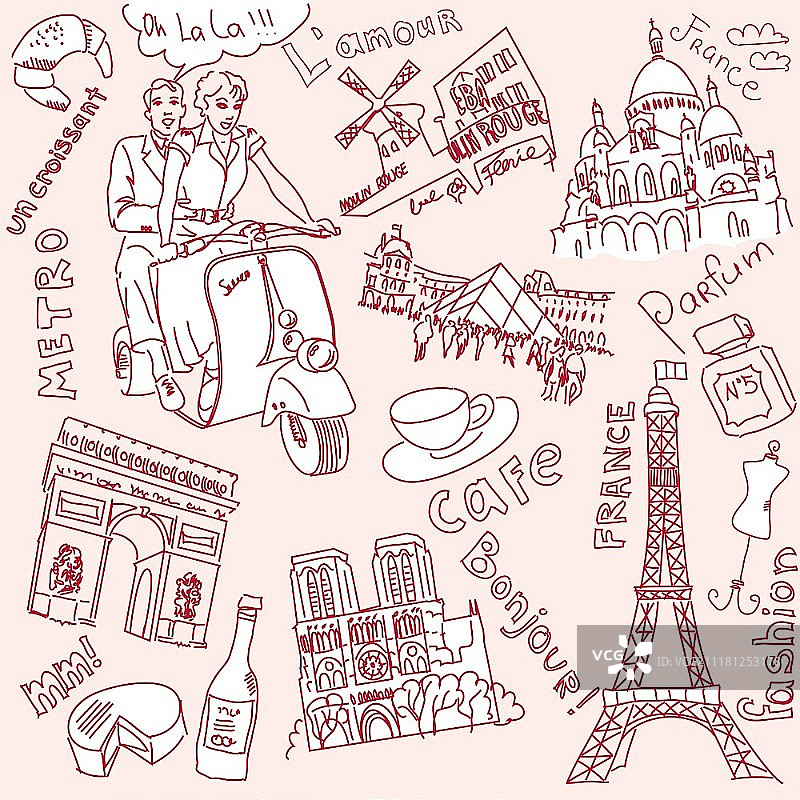 巴黎LOVE涂鸦图片素材