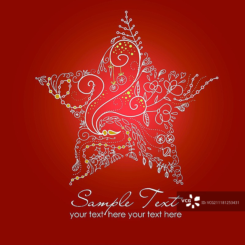 精美的圣诞星插画圣诞卡图片素材