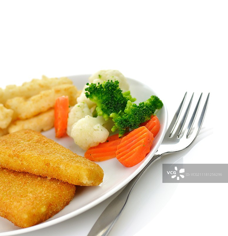 炸薯条蔬菜鱼片图片素材