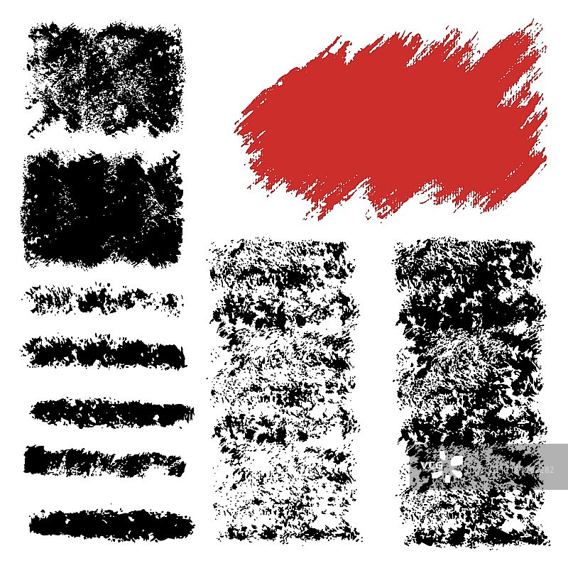 不同形状和风格的可定制有机画笔（笔触）轮廓轨迹矢量图，高度详细。单独分组，易于编辑。集合设置编号5。图片素材