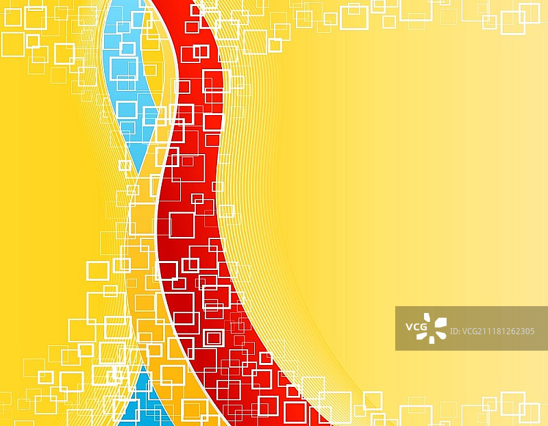 具有流动线条艺术和正方形的现代模板背景矢量插图，庆典配色图片素材