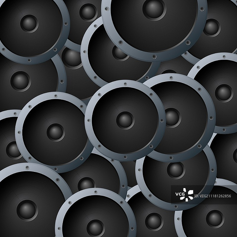 具有大量高度详细的音乐扬声器的音乐背景矢量图图片素材