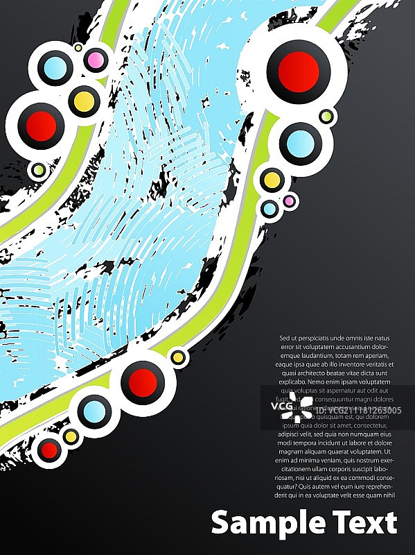 Grunge复古风格的时尚转角设计矢量插画，样例文本图片素材